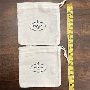 Prada Cream Drawstring Pouches 4” x 4” 2 bags
